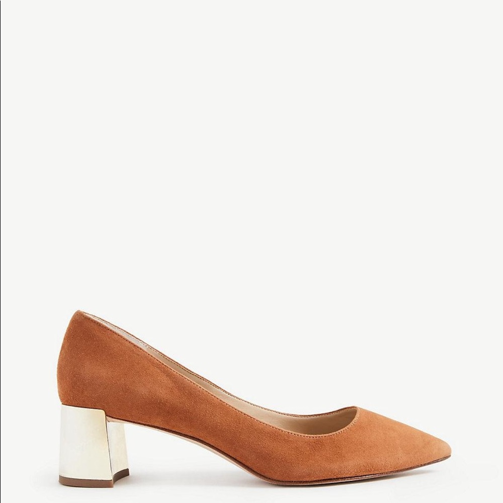 Ann Taylor Bette rust and gold block heel.